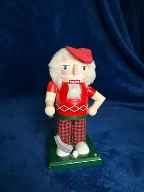 December Home 7" Santa Golfer Wooden Nutcracker Christmas Decor